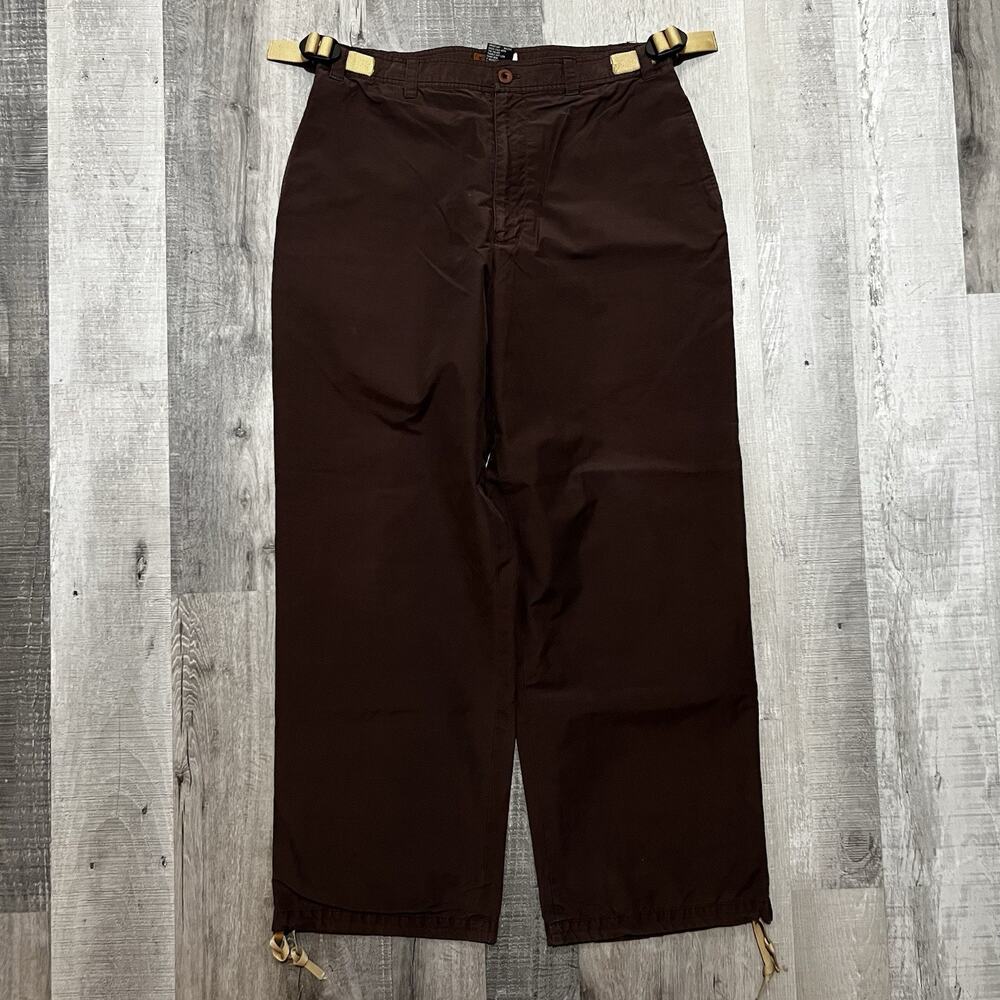 Elwood VTG Baggy Brown Nylon Pants Belted Wide Leg Skater Raver Men's Size 34